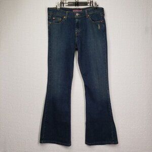Levis 519 Flare Jeans Womens 12 Short Blue Low Rise Stretch Dark Wash Y2k Denim